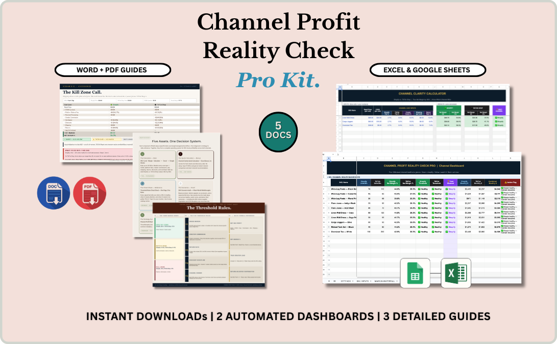 Channel Profit Reality Check Pro — SKU-Level Margin, Fee & Profitability Calculator for Shopify + TikTok Shop Brands | Compare True Channel Profit, Identify Margin Kill Zones & Know Your Net Before You Scale